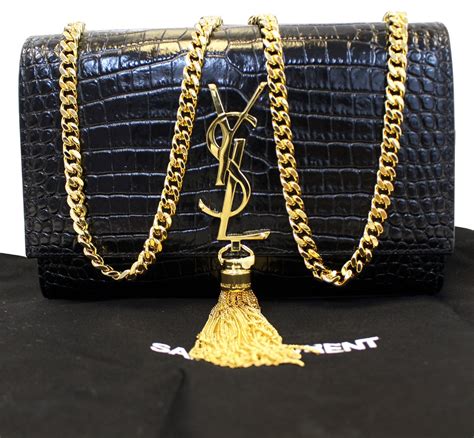 ysl black purse with gold chain|ysl black bag with chain.